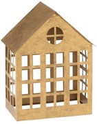 Zlatý kovový domček na sviečku - 22*14*28cm