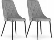Set 2 stoličiek IMOLA - sivý zamat / čierne nohy