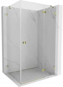 Mexen Lunar, pravostranný výklopný sprchový kút 75 x 70 cm, 8mm číre sklo, zlatý profil, 834-075-070-50-00-P