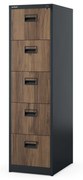 Kovová kartotéka, 5 zásuviek SARA V5, 460 x 1630 x 620 mm, Eco Design: antracitová/ orech
