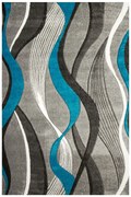 Koberec Amelia B178B stuhy / vlny, sivý / tyrkysový