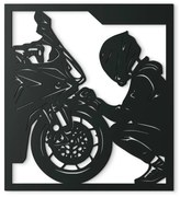drevko Drevený obraz Motorkár a jeho vášeň Rozmer obrazu: 65 x 58,5 cm, Farba dekorácie: Čierna