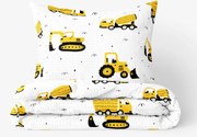 Goldea detské krepové obliečky - bagre a stavebné autá 140 x 200 a 70 x 90 cm