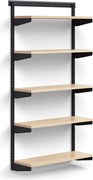 Nástenný regál RELY, základná sekcia, laminátové police, 1800x900x300 mm, antracit/dub