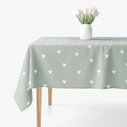 Goldea hranatý obrus 100% bavlnené plátno - srdiečka na šalviovo zelenom 80 x 80 cm