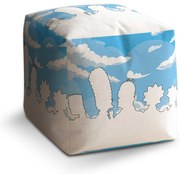 Taburet Cube Cartoon 1, modrá / biela