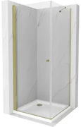 Mexen Pretoria sprchovací kút 90 x 90 cm, 6mm sklo, zlatý profil-číre sklo + slim sprchová vanička 5cm, 852-090-090-50-00-4010