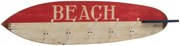 Červeno-biely drevený vešiak v dizajne na surfy Beach - 87 * 9 * 20,5 cm
