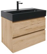 Kúpeľňová skrinka 2 zásuvky s umývadlom SAT B-Way 79x50x45 cm dub matný BWAY280OAKU2B2B