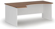 Ergonomický kancelársky písací stôl PRIMO WHITE, 180x120 cm, ľavý, biela/orech