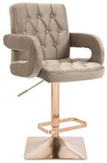LuxuryForm DESIGN Barová stolička BOSTON VELUR na zlatej hranatej podstave - latte
