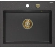 Mexen Oscar, 1-komorový granitový drez 580x490x205 mm, čierna škvrnitá, 6519581000-76-G
