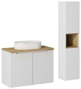 Koupelnová sestava Nova White 80 cm se skříňkami a umyvadlem bílá/dub evoke