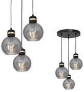 Závesné svietidlo Omega, 3x grafitové sklenené tienidlo, b/g, o