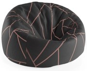 Sedací vak Cocoon ružové obrazce, čierna