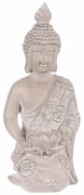 Dekorácia soška Budha kľačiaci, sivá, polyresin, 25 x 24 x 57 cm