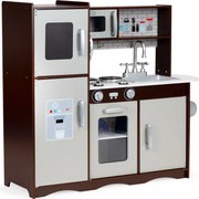 Detská drevená kuchynka ECOTOYS veľká s chladničkou, rúrou, mikrovlnkou (3+)