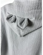 Detské mušelínové pončo s uškami – sivé, 100% bavlna Veľkosť: S: 1-3 Y