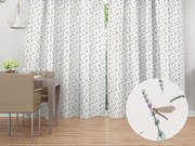 Biante Bavlnený záves Sandra SA-560 Vážky a levandule na bielom 150x140 cm