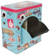 Modrá plechová dóza s vekom a otvorom Coffee - 16*10*18 cm