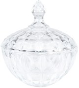 Transparentná sklenená miska dóza na cukrovinky s vekom - Ø 16*19 cm