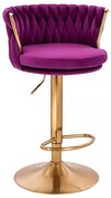 LuxuryForm DESIGN Barová stolička LYON VELUR na zlatom tanieri - fuchsia