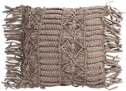 Bavlnený vankúš macramé Taupe so strapcami - 45 * 45 cm