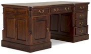 furniture-nabytek.cz - Masívny písací stôl Cambridge z mahagónu, lakovaný, hnedý so zelenou kožou – 180×80 cm