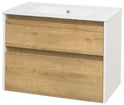 Mereo Mereo, Opto, kúpeľňová skrinka s keramickým umývadlom 81 cm, biela, dub, biela/dub, čierna, MER-CN931