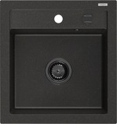 Mexen Vito granitový jednokomorový drez 520 x 490 mm, Čierna/Zlatá metalíza, Sifón Čierna - 6503521000-75-B