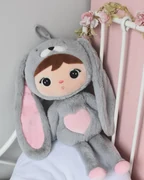 Metoo bábika Zajko, grey/pink