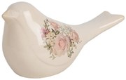 Béžová keramická dekorácia vtáčik s ružami Rosien L - 25*10*13 cm