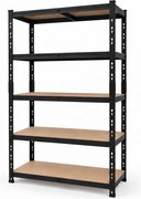 Regál 180x90x40 cm lakovaný 5-policový, nosnosť 1000 kg - čierny