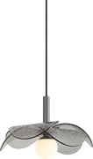 Dizajnová závesná lampa strieborná s dymovým sklom - Kemner