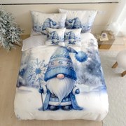 3 dielne 3D obliečky Polycotton Vianočné Gnome modrý 200x140cm+90x70cm TiaHome