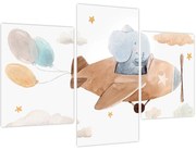 Obraz - Akvarelový slon v lietadle (90x60 cm)