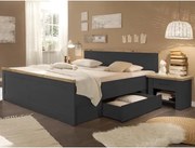 Posteľ s nočnými stolíkmi Locarno 180x200 cm, grafit/dub artisan%