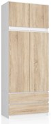 Šatníková skriňa s nadstavcom Star 90 cm biela/dub sonoma