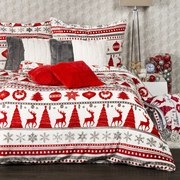 4Home obliečky mikroflanel Christmas Time červená, 140 x 220 cm, 70 x 90 cm