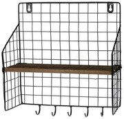 Nástenná polica s 5 háčikmi LOFT 28x30 cm