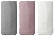 Sada 3ks bavlnených plienok PREMIUM, Dusty pink
