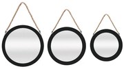 Sada okrúhlych dekoračných zrkadiel v ráme (3 ks)