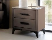 Nočný stolík Lusaka, hnedá látka, s osvetlením a USB%