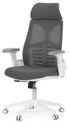 Kancelárska stolička KA-S247 WT, tmavosivá sieťovina MESH, biely plast