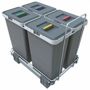 Vstavaný kôš na triedený odpad s rámom 8 + 8 + 8 + 8 l, sivá