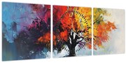 Obraz - Pestrofarebný strom (s hodinami) (90x30 cm)