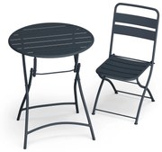 RetroChic záhradný set, 1 stôl + 2 stoličky, 60 cm, skladacie, potiahnutý, odolný voči poveternostným vplyvom
