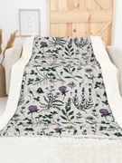 Baránková deka mikroplyš Exclusive 220 × 200 cm – Herbár svetlo šedý