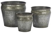 MADAM STOLTZ Kovový obal na kvetiny Round Galvanized S