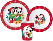 Detská vianočná sada plastového riadu pre deti Mickey & Minnie Mouse - Disney - 3 diely